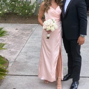 Fame & Partners Draped Split Gown Dress in Pale Pink Size 4